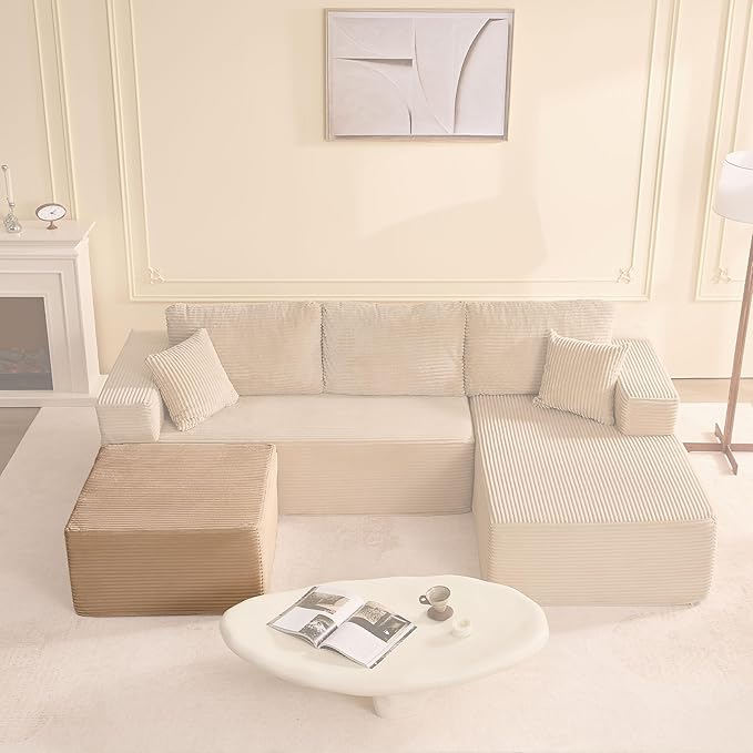 Afuson Cozy Square Ottoman, Comfortable Seating, No Assembly Required, Camel