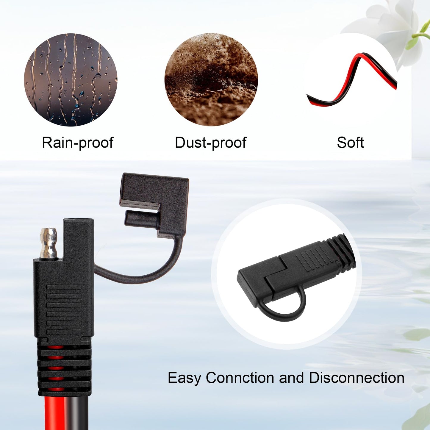 Kimbluth SAE Extension Cable 100FT 10AWG Quick Disconnect Wire SAE Connector Battery Charger Solar Panel Extension Cable with SAEs Polarity Reverse Adapter for Trolling Motor Automotive RV Tractor