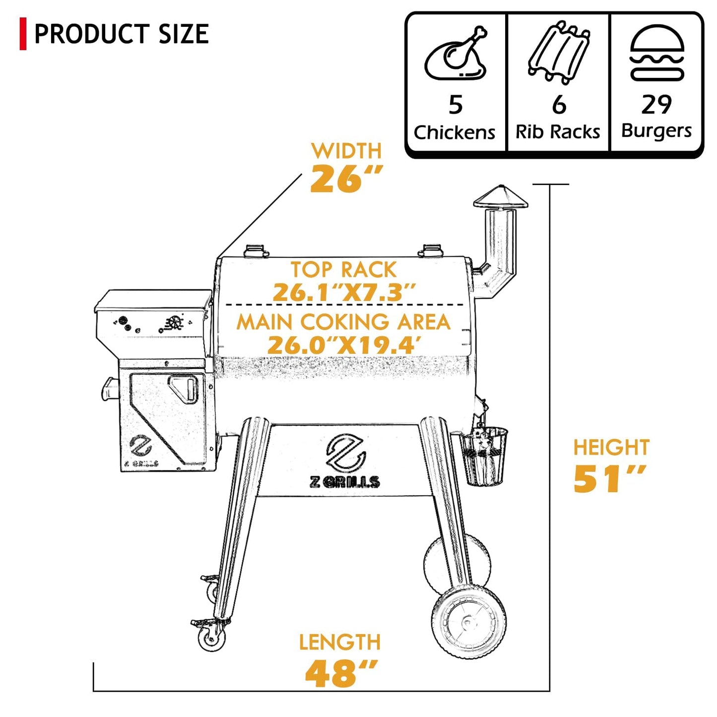 Z GRILLS Upgrade 8 in 1 Wood Pellet Grill & Smoker for Outdoor Cooking, BBQ Grill with PID 3.0 Controller, LCD Screen, 697 sq, Meat Probes, Rain Cover