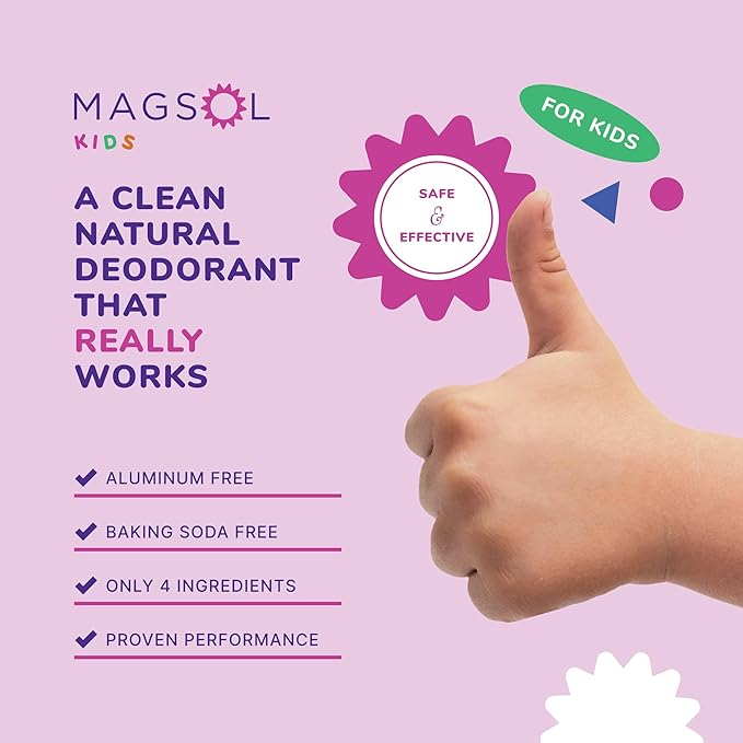 MAGSOL Natural Deodorant for Kids and Teens, Gentle on Skin, Only 4 Ingredients, Aluminum Free, Baking Soda Free, Natural Deodorant for Girls and Boys (Enchanted Dreamer)
