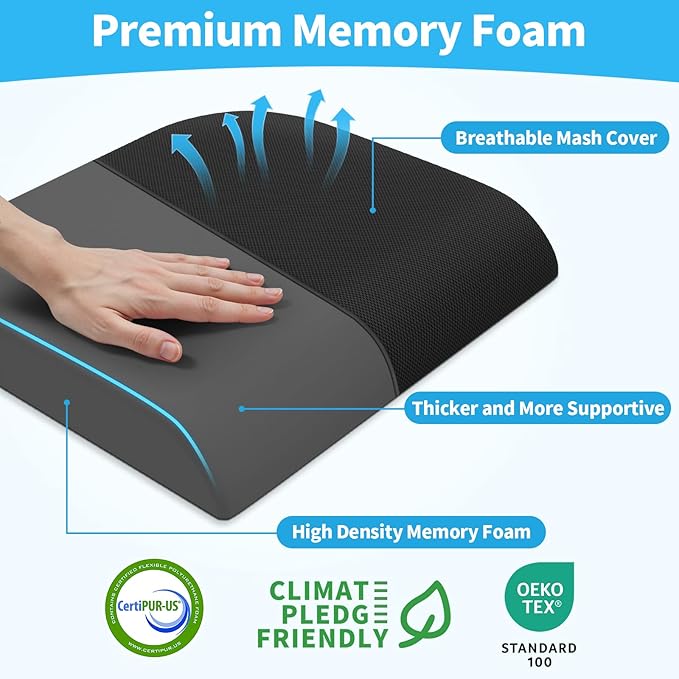 TranquilRelax Large Seat Cushion，Soft Foam Cushion for Long Sitting Hours on Office Chair, Home & Car, Non-Slip Chair Pad for Relieving Back & Sciatica & Hip & Coccyx Pain (Black)