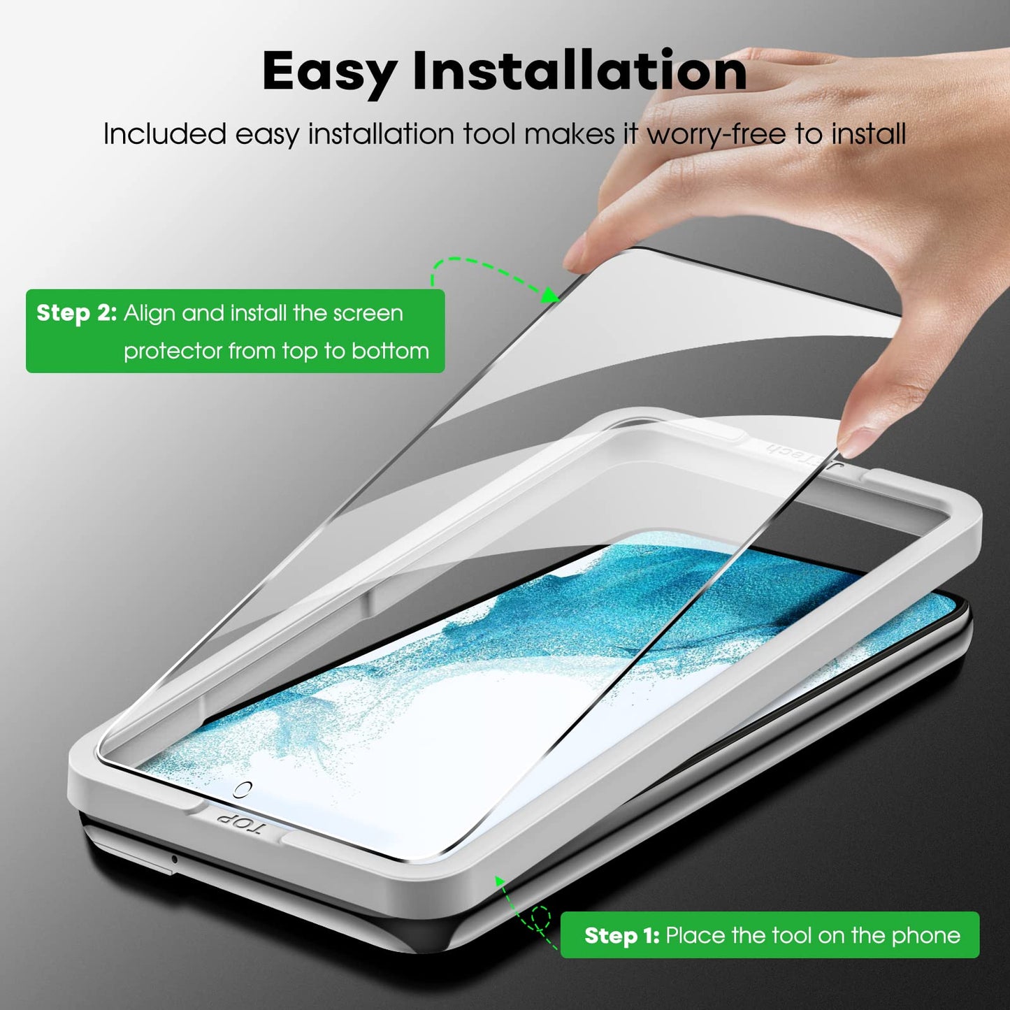 Jetech Screen Protector For Samsung Galaxy S22+/S22 Plus 5G With Camera Lens Protector, Easy Installation Tool, Tempered Glass F