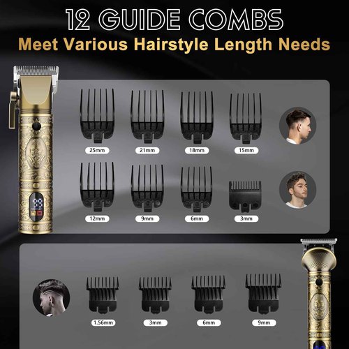 GSKY Hair Clippers for Men Professional, Cordless Clippers for Hair Cutting, Mens Hair Clippers and Trimmer Kit for Barber with LED Display
