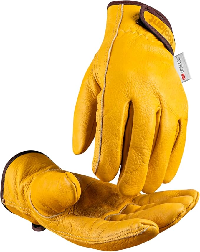 toolant Winter Leather Work Gloves, Warm 3M Thinsulate Lining for Cold Weather Work, Thermal Insulated Gloves