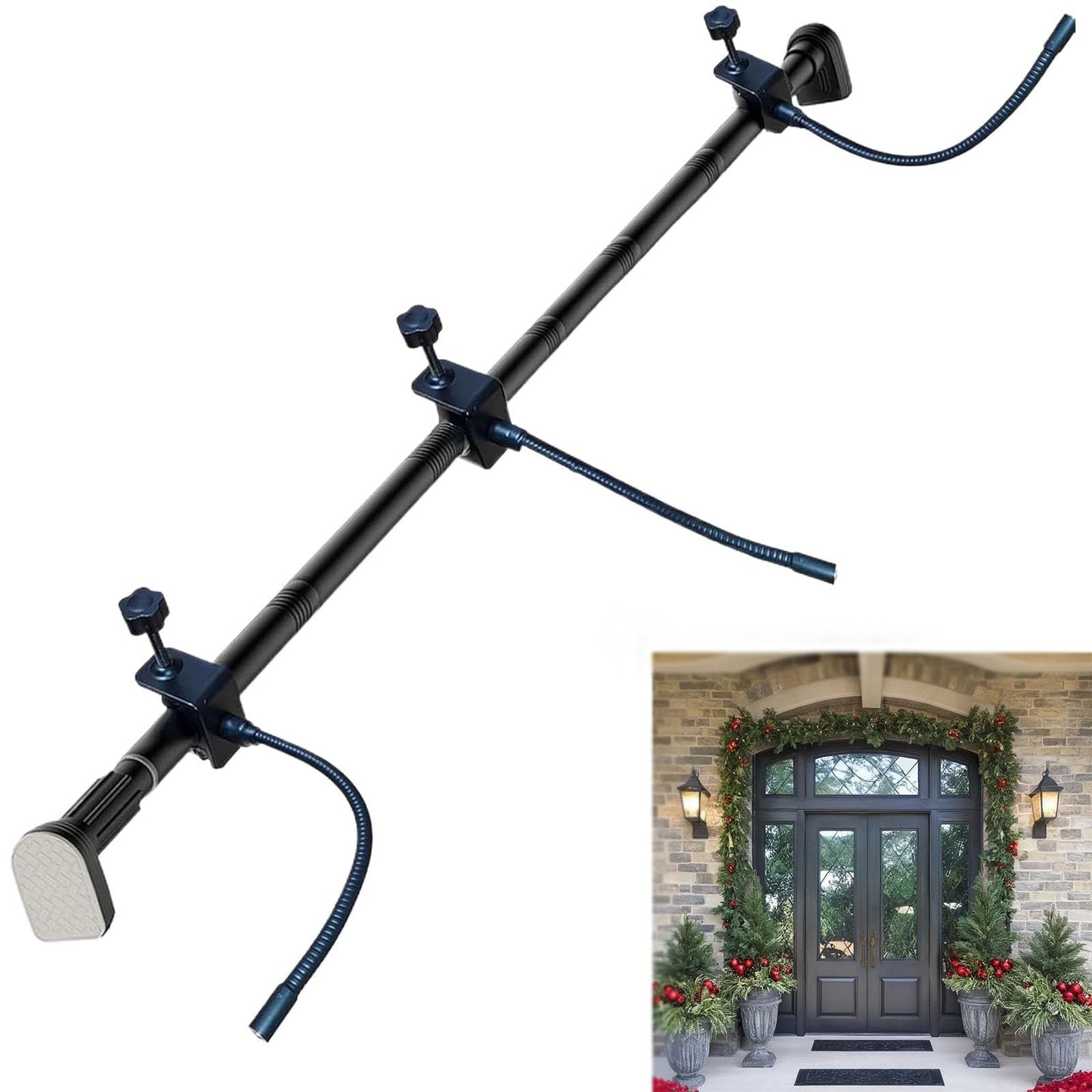 Garland Hanger for Front Door | Adjustable Fits 32"- 80" Doors | Heavy-Duty Christmas Halloween Decoration Holder for Wreaths, Lights & More | No Screws, Drilling, Glue-Damage-Free