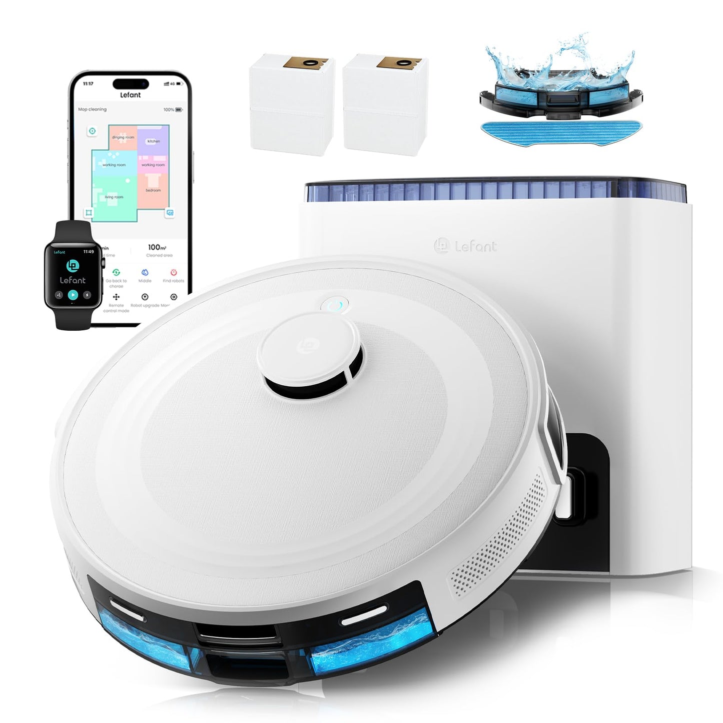 Lefant M2L Plus LiDAR Robot Vacuum and Mop, 190 PSD Obstacle Avoidance, 6000Pa Strong Suction, 45-Day Capacity, Multi-Floor Mapp