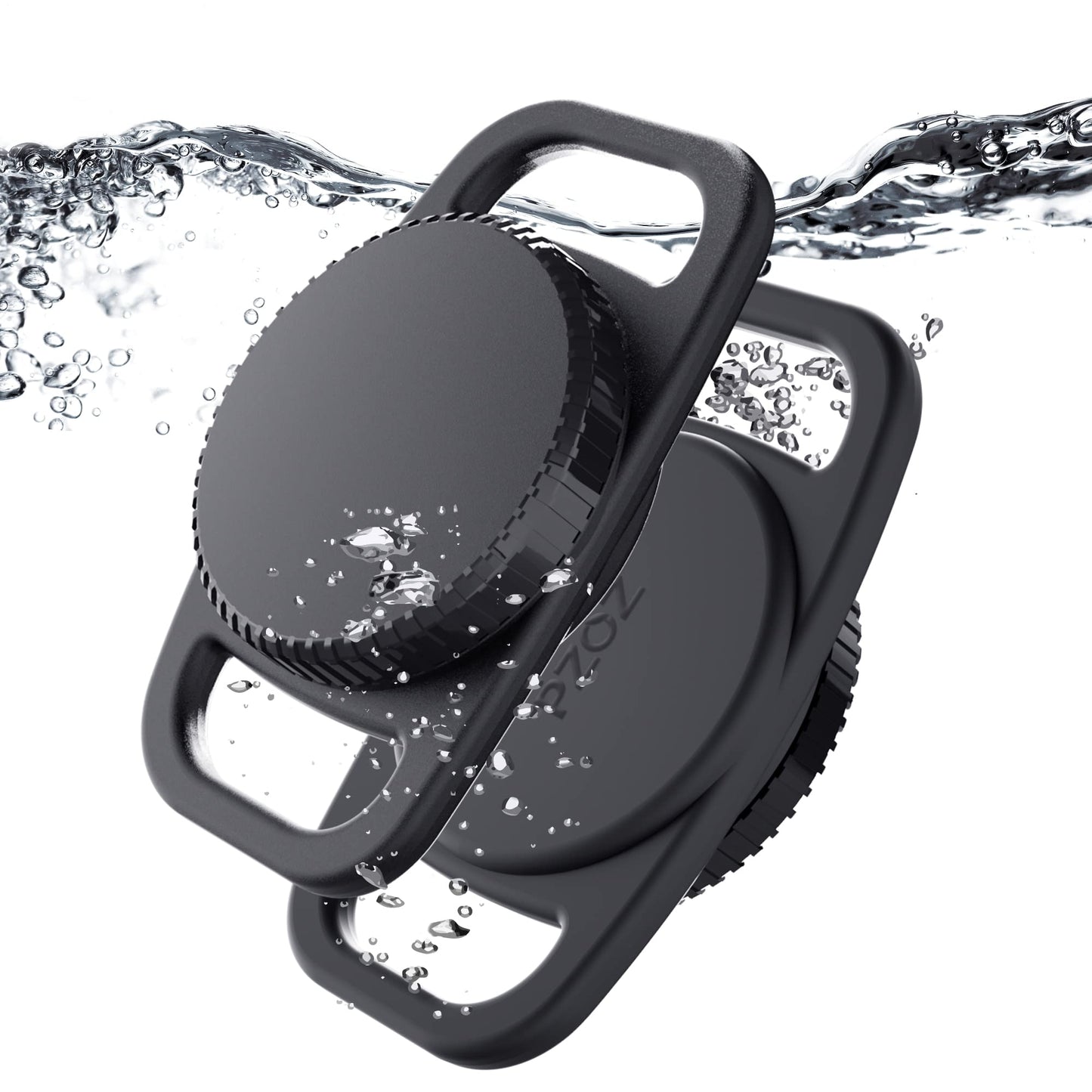 Pzoz Waterproof Case Dog Collar Holder (2 Pack) For Apple Airtag, Plastic & Silicone Pet Collar Case Anti-Lost Air Tag Cover Hol