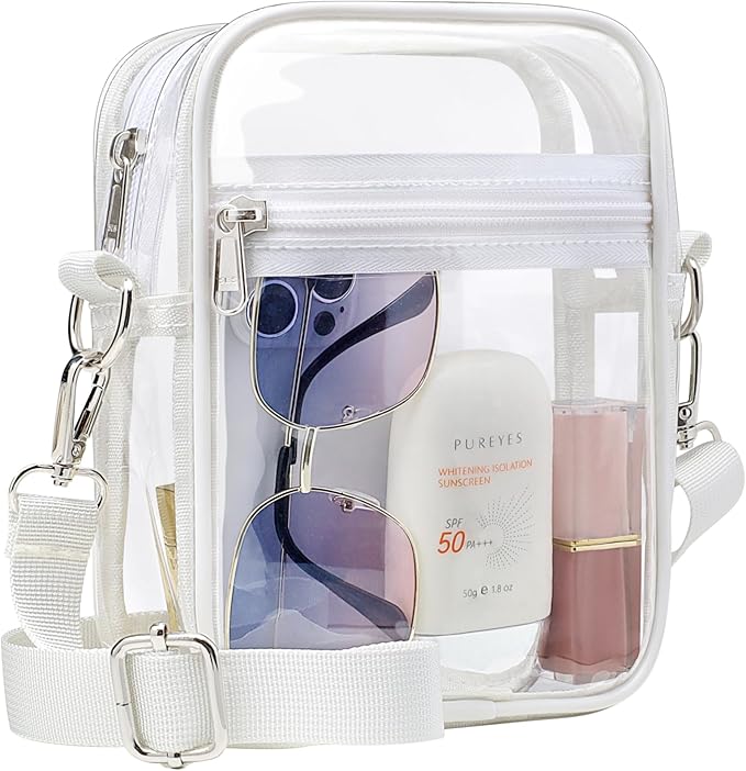 PACKISM Clear Bag for Stadium Events - Small Clear Purses for Women Crossbody Messenger Bag for Concerts Sporting Events