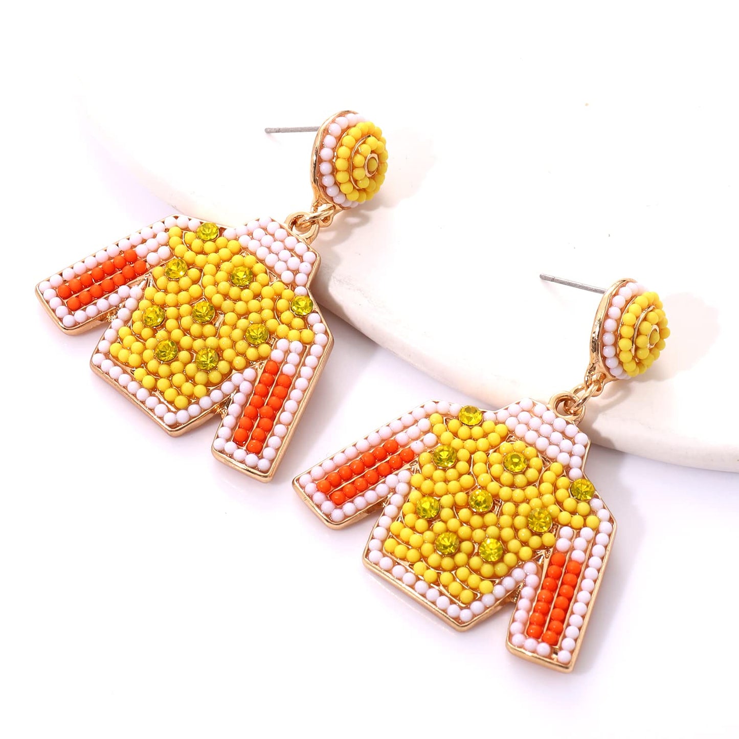 HZEYN Derby Earrings Beaded Kentucky Derby Riding Suit Earrings Jockey Jacket Race Day Earrings Horse Racing Fan Jewlery Gifts(Y