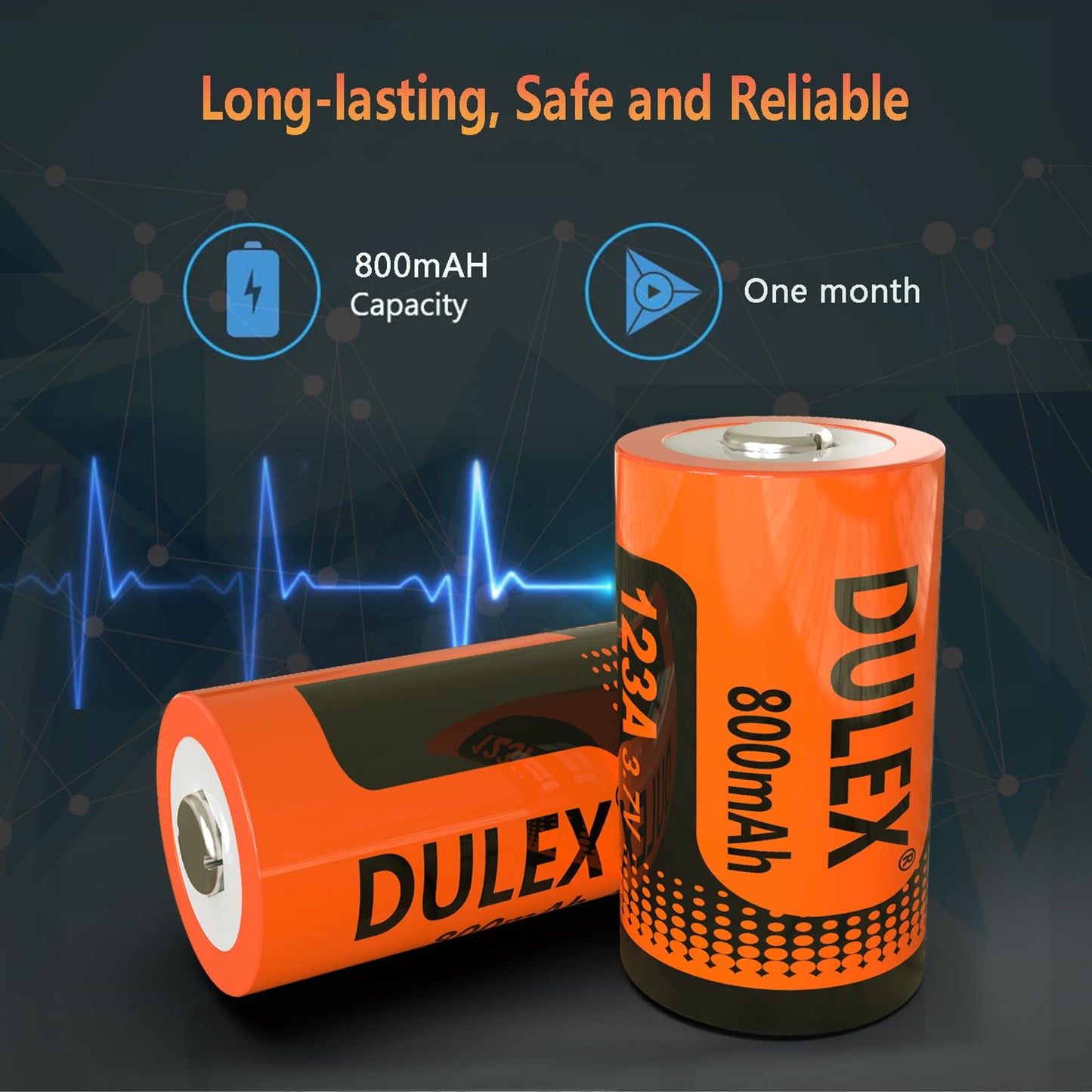 Dulex 12-Pack 3.7V 800Mah Cr123A Rechargeable Batteries Replacement Cr123A Lithium Batteries For Arlo Vms3130 Vmc3030 3200 3330