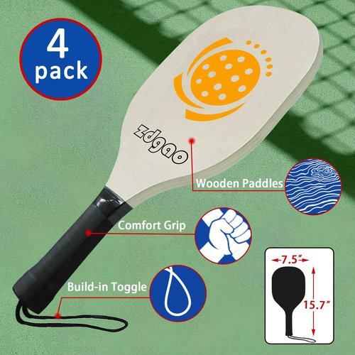 Portable Pickleball Net with Wheels and Pickleball Paddles of 4, 22FT Pickleball Net Outdoor Pickle Balls, Court Marking Kit, and Carrying Bag for Family, Home
