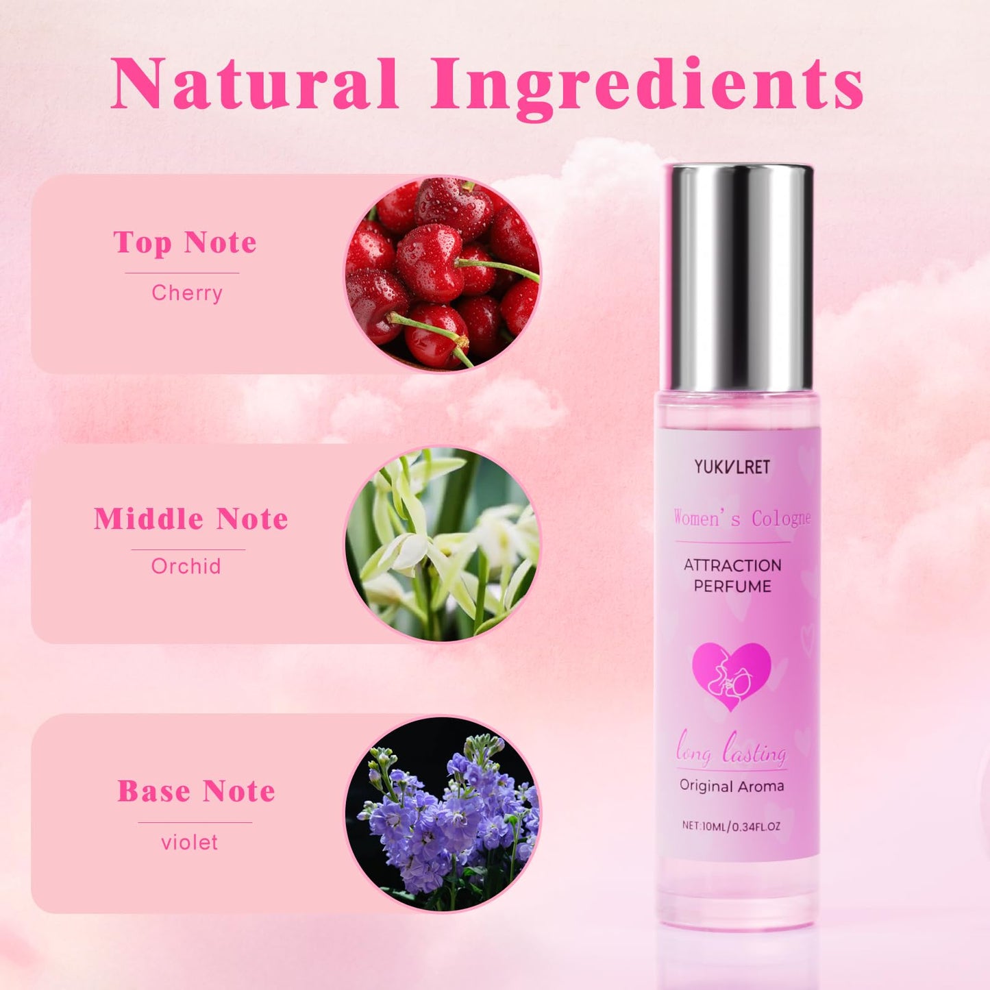 YUKVLRET Pheromones Perfumes for Women, Long Lasting Women's Cologne, Pheromone Perfumes Attract Men, Enhanced Scents Women's Perfume, Roller Ball Design, Portable and Fruity