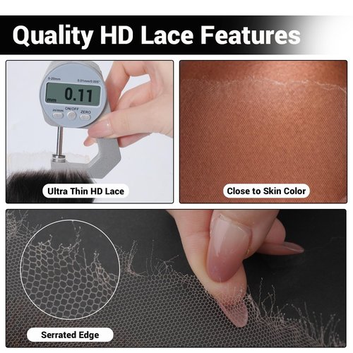 Filelf 13x4 Hd Lace Closure,Invisible Skinlike Swiss Lace Pre-Plucked Hairline Human Hair Frontal Glueless Design Straight Natural Black 12 Inch