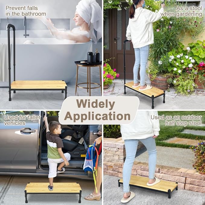 Medical Step Stool with Handle for Elderly Foot Stool Bed Steps for High Beds Adults Seniors Bedside Step Stool with Handrail Bed Stairs Bathtub Steps Platform Car Safety Handicap Step