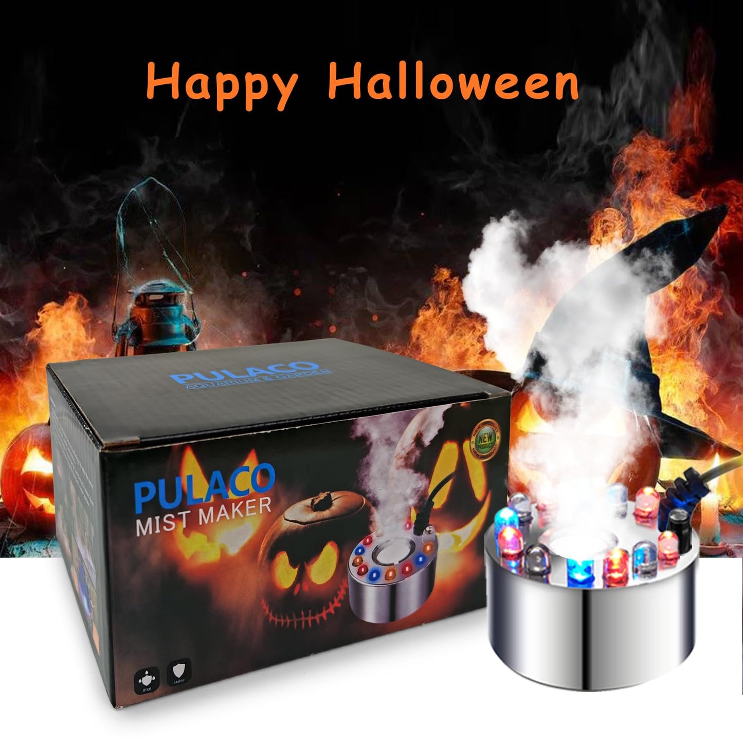 PULACO Mist Maker Fogger with Splash Guard for Halloween