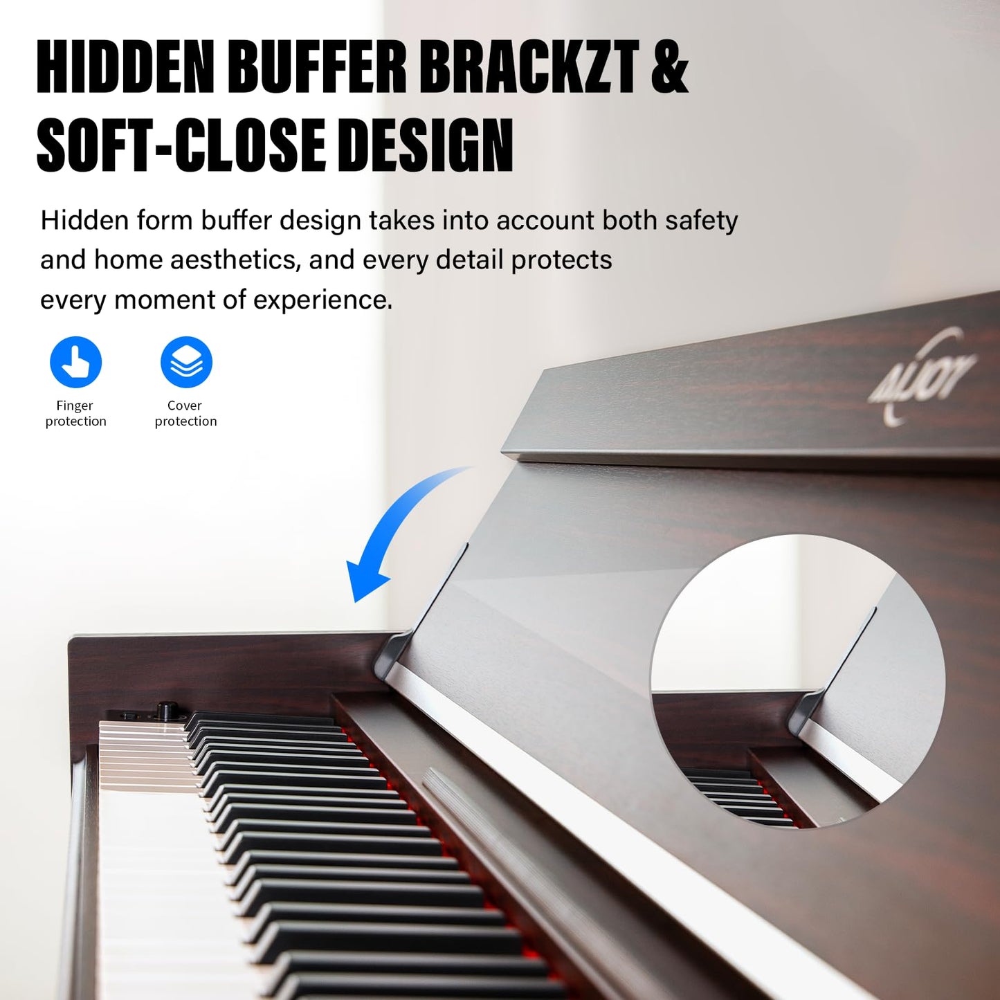 AiJoy 88 Key Weighted Digital Piano Keyboard, Graded Hammer Action Wooden Electric Piano with Cover & Triple Pedal, Sensitive Touch, Support USB MIDI Connect, Recording, Headphone, MP3 Player(Brown)