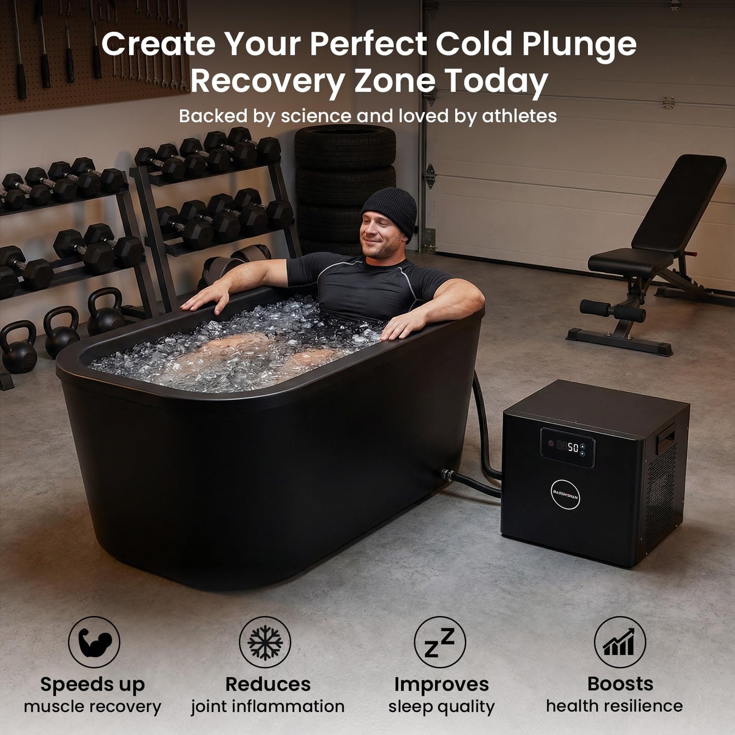 BAOSHISHAN 1/3 HP Cold Plunge Chiller for Ice Bath Tubs, Down to 42°F