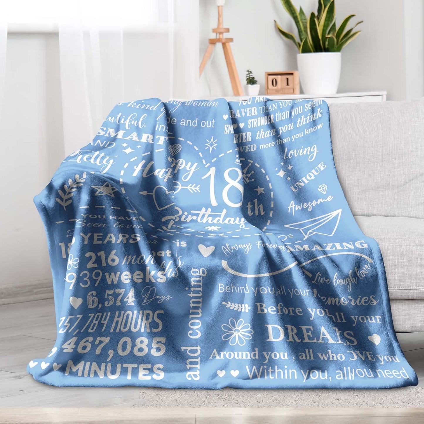 18th Birthday Decorations & Gift Ideas: 50"X60 Throw Blanket for 18 Year Old Girls