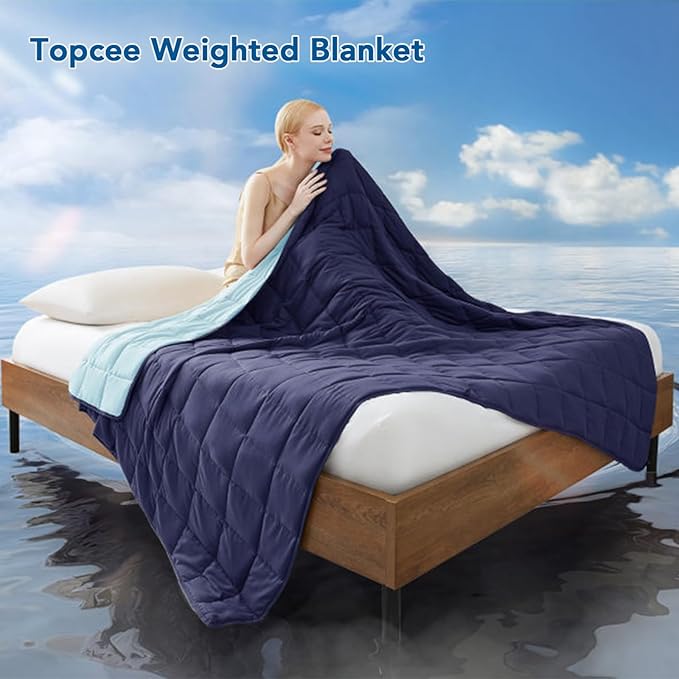 Topcee Weighted Blanket for Adults (15lbs 48"x72"), Minky Dots Heavy Blanket for Woman, Man Sleeping, Soft, Cozy and Cooling Weighted Throw Blankets, Machine Washable, Grey