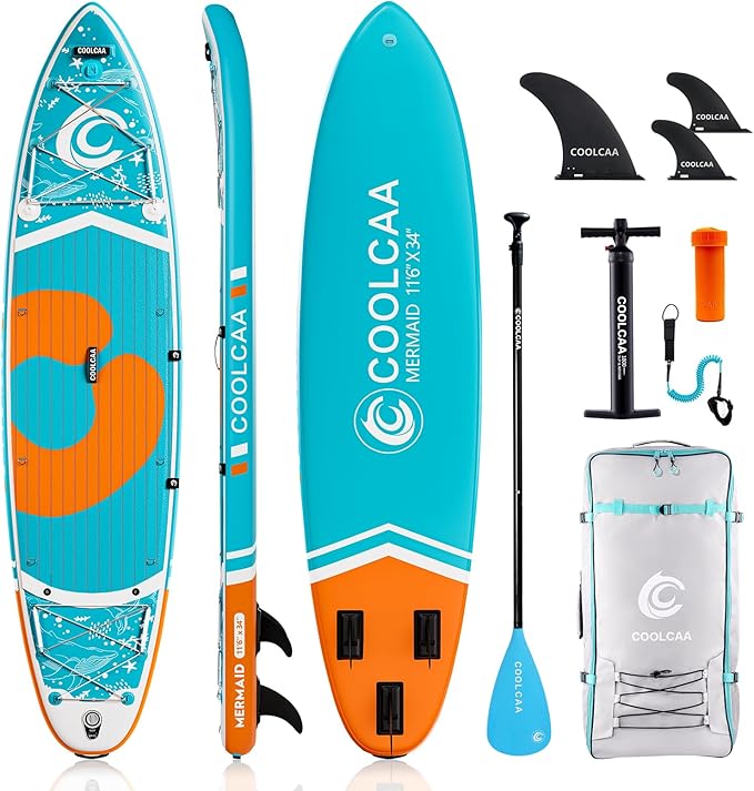 COOLCAA 11'6" x 34" x 6" Inflatable Stand Up Paddle Boards with Premium SUP Accessories, Weight Capacity up to 460 lbs, In...