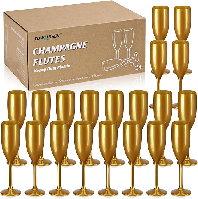 XUWAIDSGN Acrylic Champagne Flutes Toasting Glasses Unbreakable Mimosa Bar Reusable Wine Glasses Vintage Champagne Flutes ...