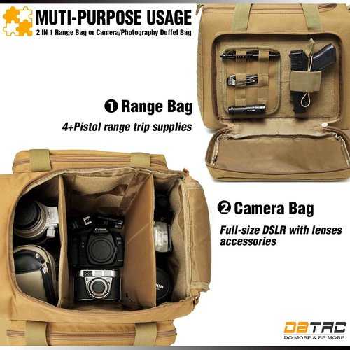 DBTAC Tactical Range Bag Large + Tactical Large Shoulder Pack with Sling (Tan)