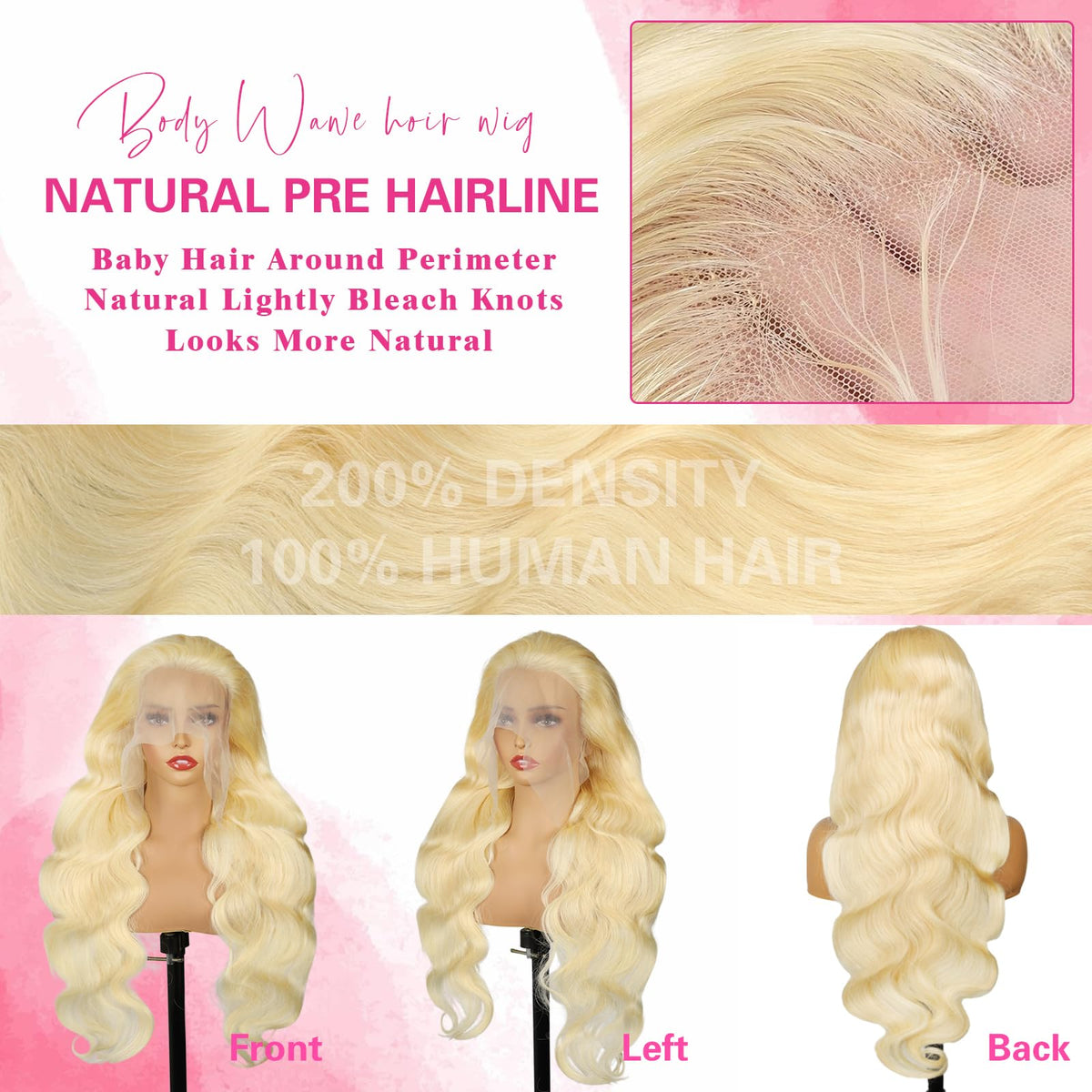 BZN 613 Lace Front Wig Human Hair 13x6 HD Transparent Body Wave 32 Inch Wigs 200 Density
