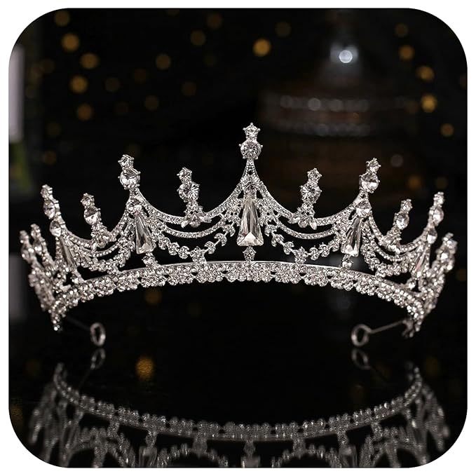 Silver Crystal Princess Queen Tiara - Bride Rhinestone Crowns Headband for Women Wedding Birthday Halloween Prom Pageant P...
