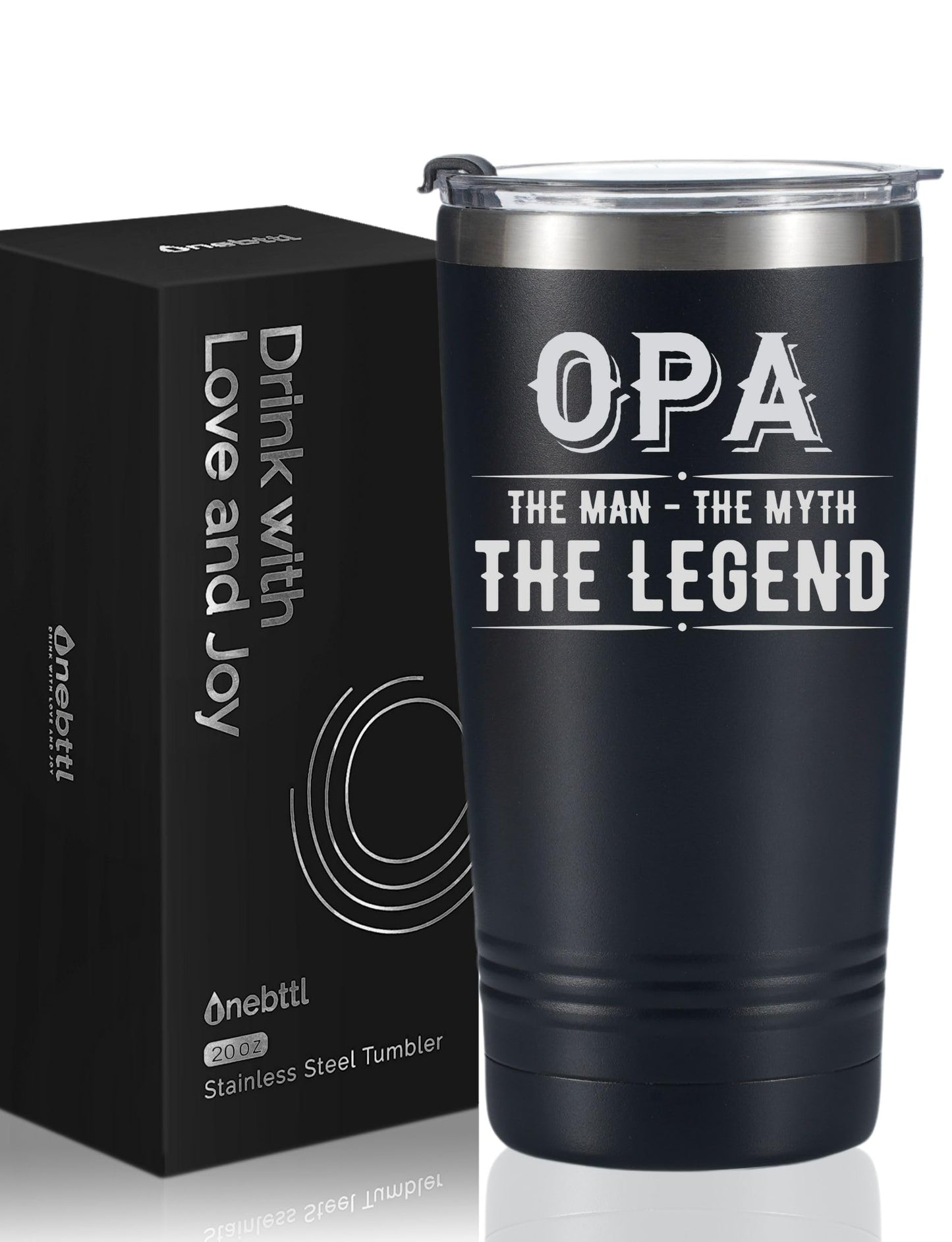 Onebttl Grandpa Gifts Tumbler, Grandfather Presents from Granddaughters Grandsons for Father's Day Christmas Birthday, Stainless Steel Cup with Lid, 20oz/590ml - Opa Gifts