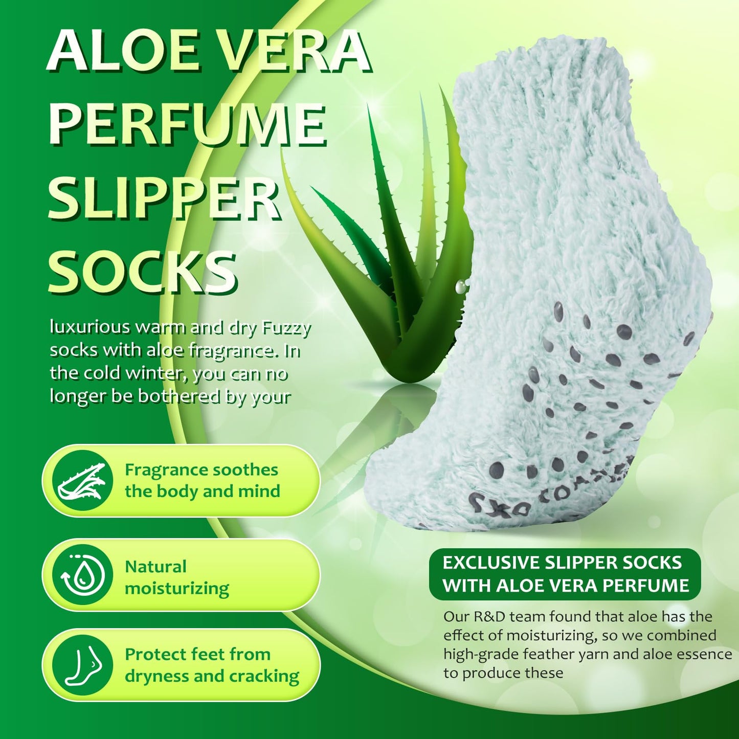 Revosoxs Fuzzy Grip Socks for Women Men,Thick Warm Slipper Cozy Fluffy Non Slip Ankle Hospital socks With Grips.（Pink+Grey+Green+Purple）