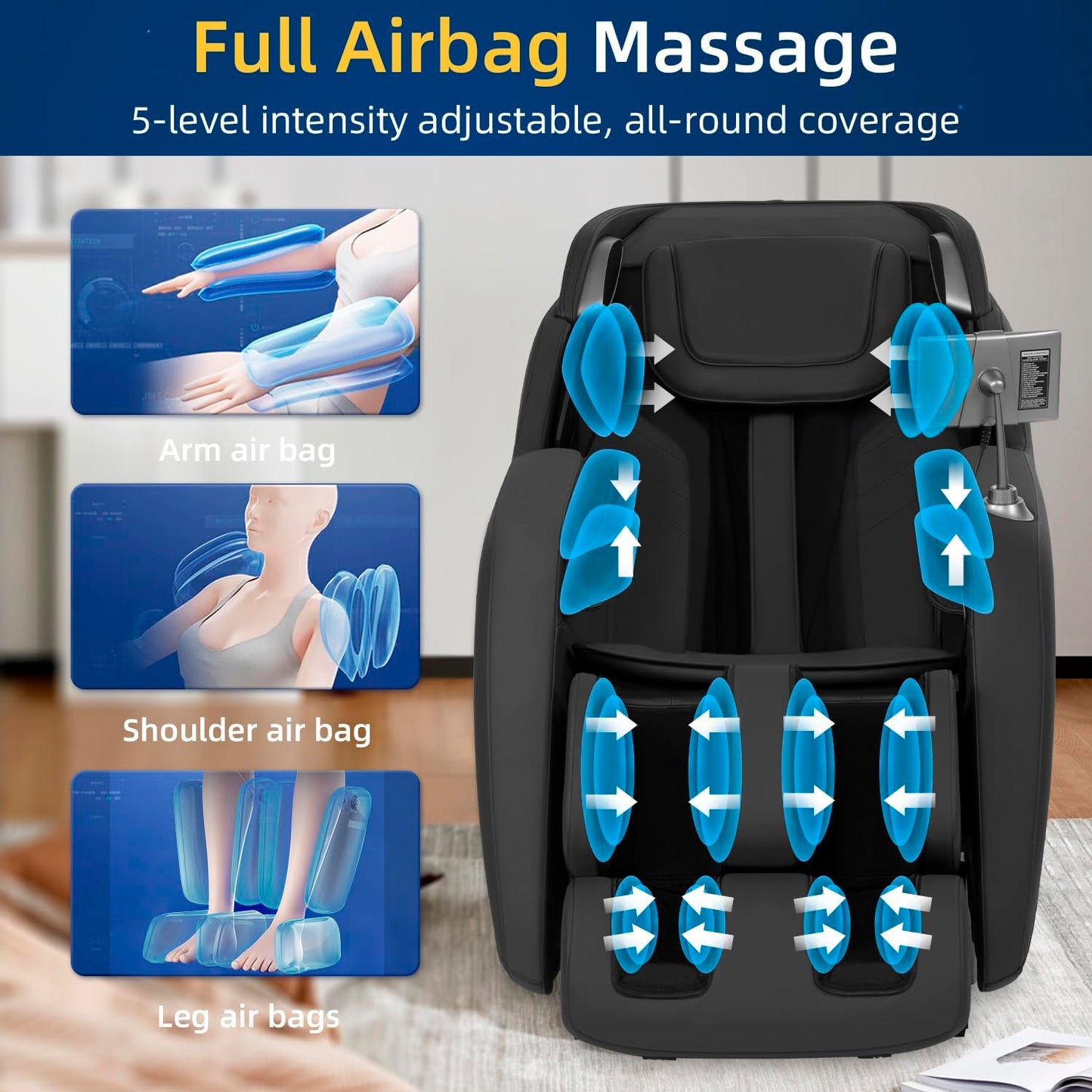 BestMassage Zero Gravity Heated Massage Recliner Chair with 3D SL-Track Technology: A Full-Body Experience for Home and Office Comfort (Black)