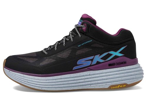 Skechers Women's Max Cushioning Suspension Terrace Waterproof Boot, Black/Purple, 9.5