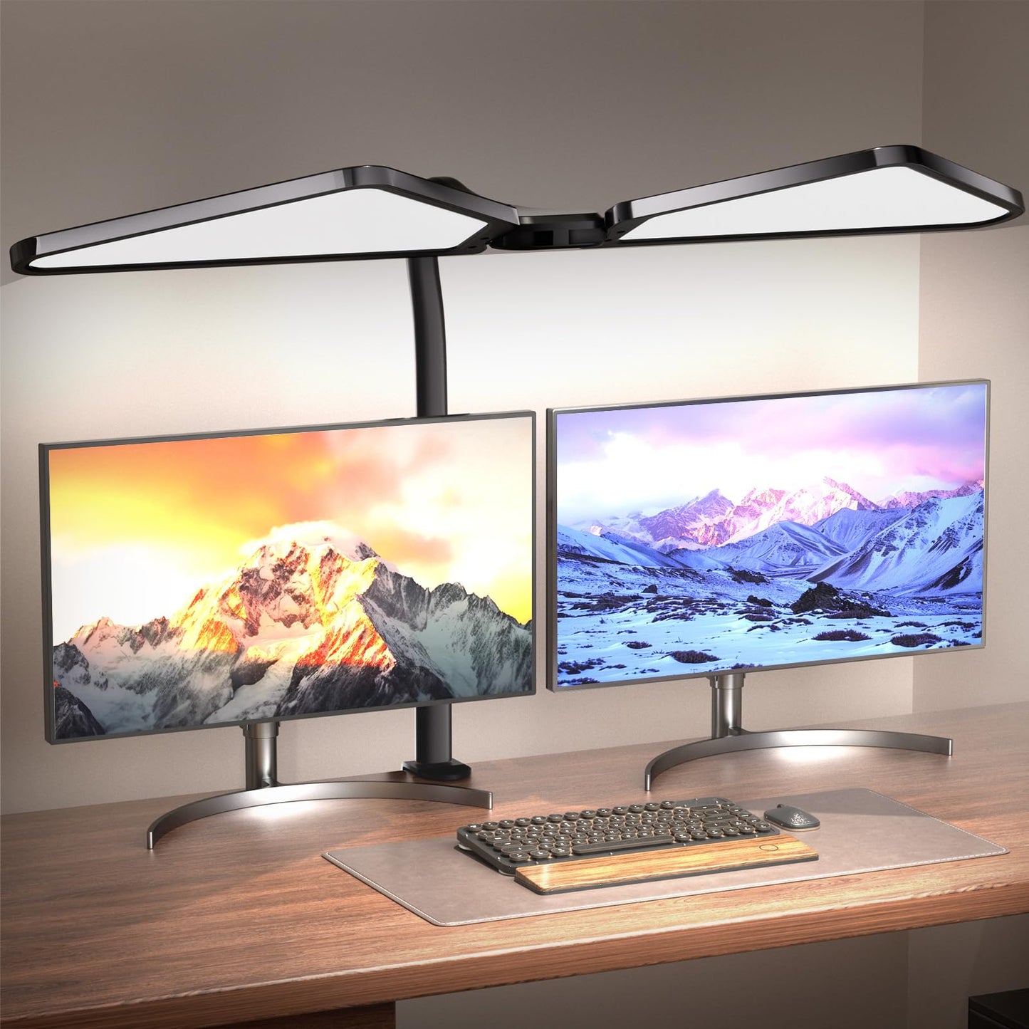 Ultra-Large Dual-Source Clamp-On Gooseneck Desk Lamp | Super Bright LED Study Light with Flexible Arms, 5 Brightness & 4 Color Modes for Home Office/Reading/Gift
