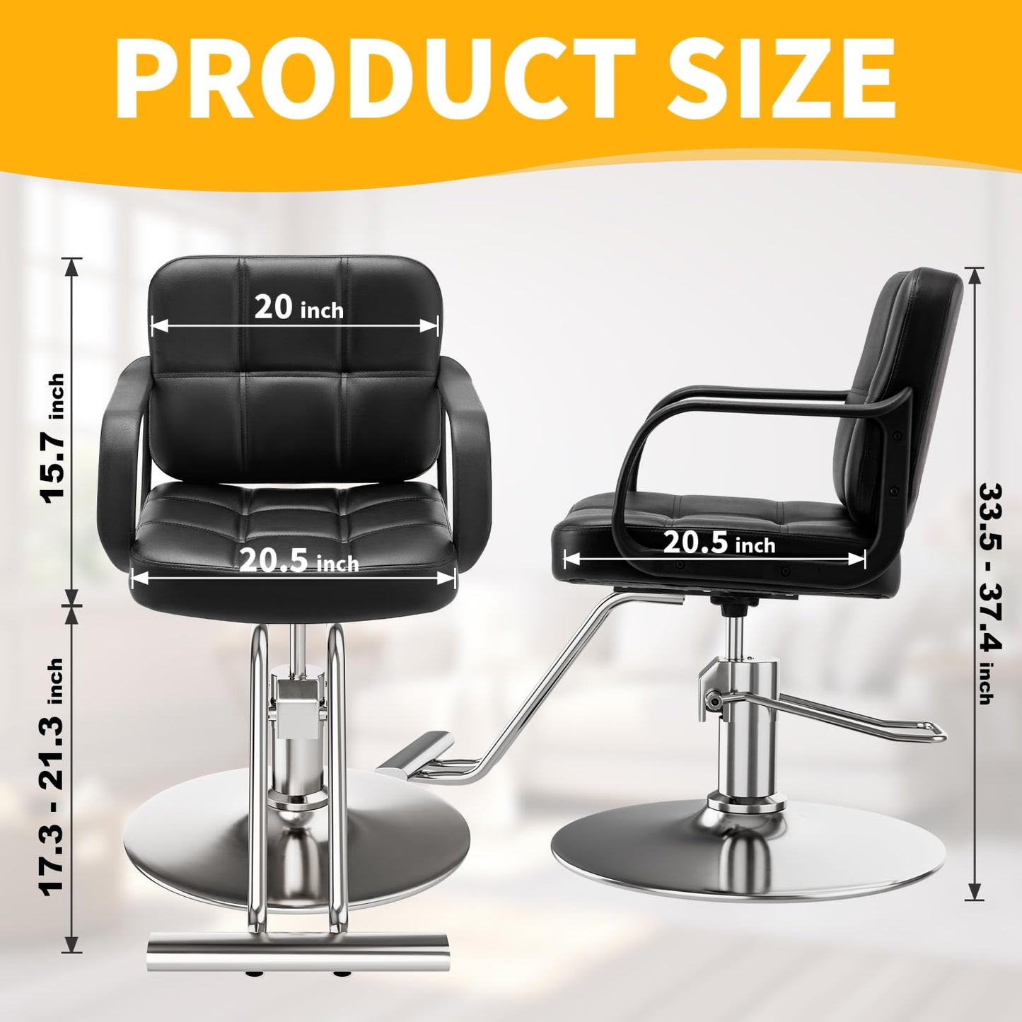 Barber Chair for Hair Stylist- Comfortable Cushion，360° Swivel，Adjustable Height，Capacity 350 LBS with Heavy Duty Hydraulic Pump，Hairdresser Salon Chair for for Hair Stylists，Home，Barbershop