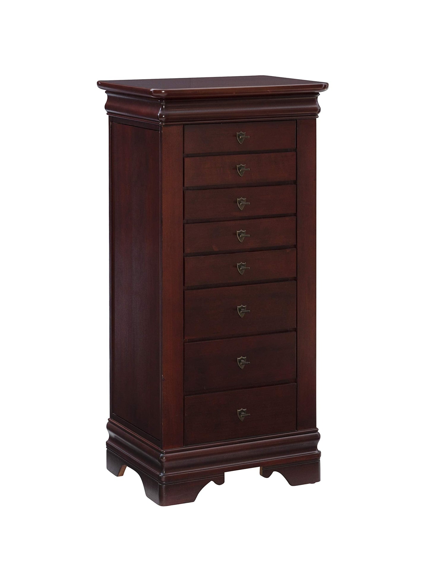 Powell Louis Philippe Jewelry Armoire Marquis Cherry Closed: 20-1/8 x 15-1/8 x 42-7/8 H, Open: 40