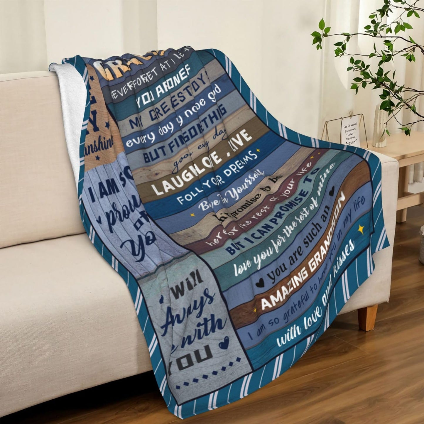 NORGOPRON Grandsons Gifts from Grandma/Grandpa/Grandparents/Nana, Gifts for Grandsons, Grandson Birthday Graduation Gift, to My Best Grandson Gift Throw Blanket 60"x50"