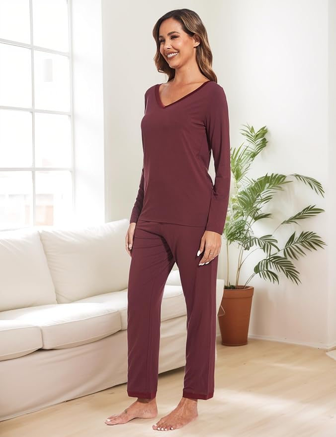 GYS Viscose from Bamboo Women's Pajama Sets Super Soft Long Sleeve Sleepwear Comfy Winter Pjs Sets S-4X