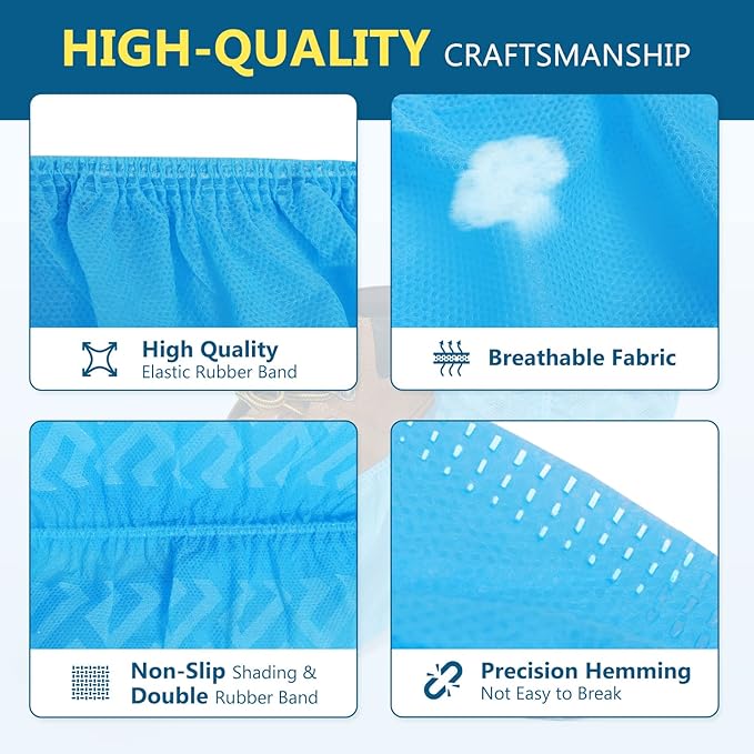 squish Shoe Covers Disposable Non Slip, Thick Extra Disposable Boot Covers Slip Proof Shoe Cover for Indoors Outdoors Recyclable Durable Protector Covers Fits Virtually Most Shoes 100 Pack(50 pairs)