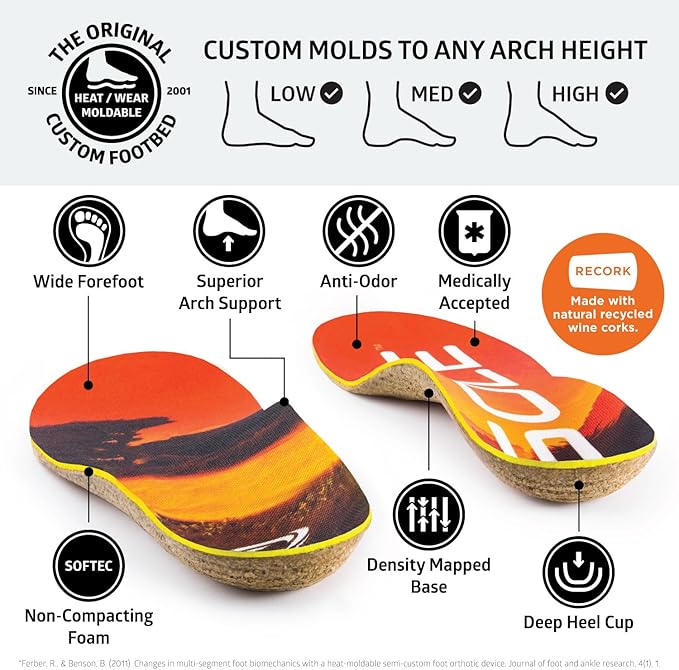 SOLE Performance Medium Wide Insoles - Custom Moldable Orthotic Support for Any Arch Type, Plantar Fasciitis Relief - Mens Size 3/Womens Size 5, 1 Pair