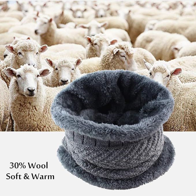 Winter Beanie w/Visor & Earflaps for Men Outdoor Fleece Hat Scarf Set