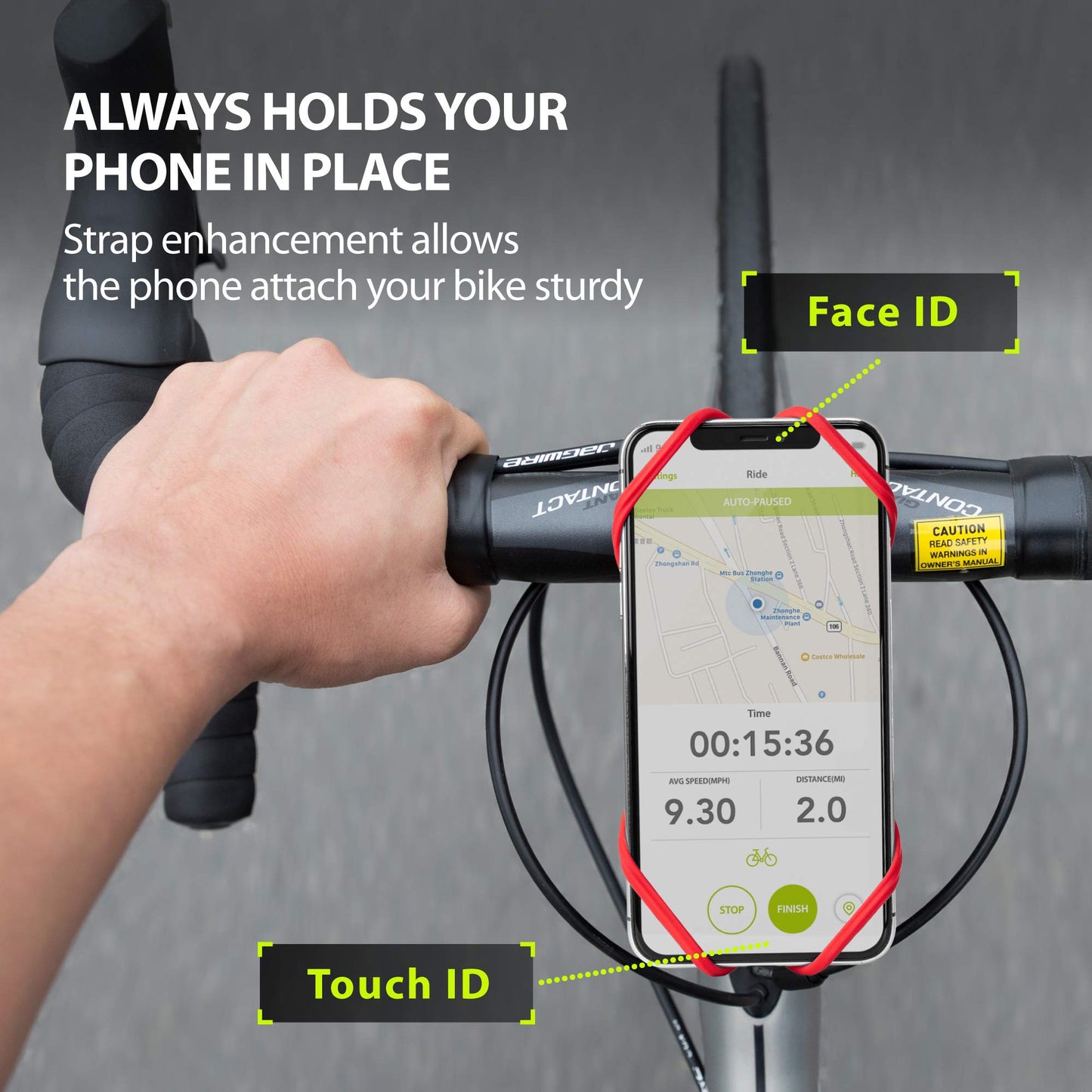 Bone? Bike Tie Pro 4 Bike Phone Mount Bicycle Phone Holder For Stem Mounting 4.7-7.2 Cell Phones, Ultra Light Phone Mount For Bi