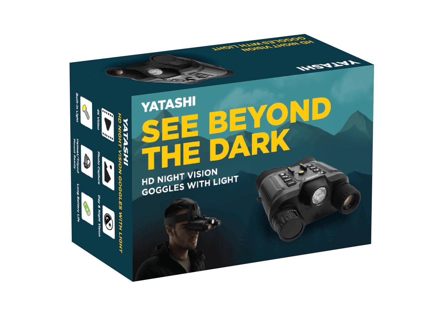 Night Vision Goggles with Light, Helmet Mounted – Digital Binoculars with Camera, 4K Video, 8X Digital Zoom, 400m Range, 4 Color Modes, IR Illumination