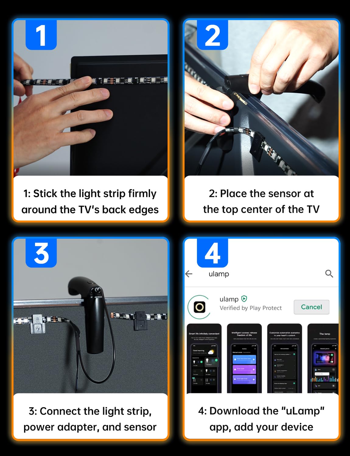 FFJ TV Lights That Change with Screen, 18ft Cuttable LED Backlight for 75-85 Inch Screen and PC Monitor, Backlight with Sensor, Smart App Control, Game & Music Sync Color Changing Lights
