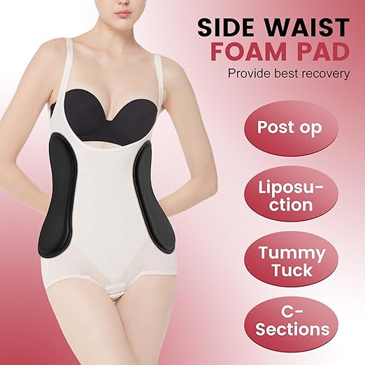 Wehhbtye 4Pcs Post Surgery Lipo Foams, Abdominal Side Compression Board, 11.8'' x 5.5'' Black Lipo Foam Lateral Protector for Post Surgery Recovery Waist Filling Skin Anti-Sagging