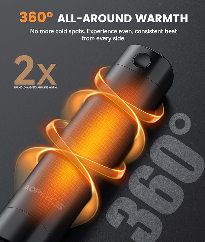 Rechargeable Hand Warmers - 2 Pack Electric Pocket Warmer, 360° Heating, 2X 5000mAh 18Hrs Long Last, 3 Settings - Camping Essentials, Hunting Gear, Christmas Stocking Stuffers, Gifts for Men, Women