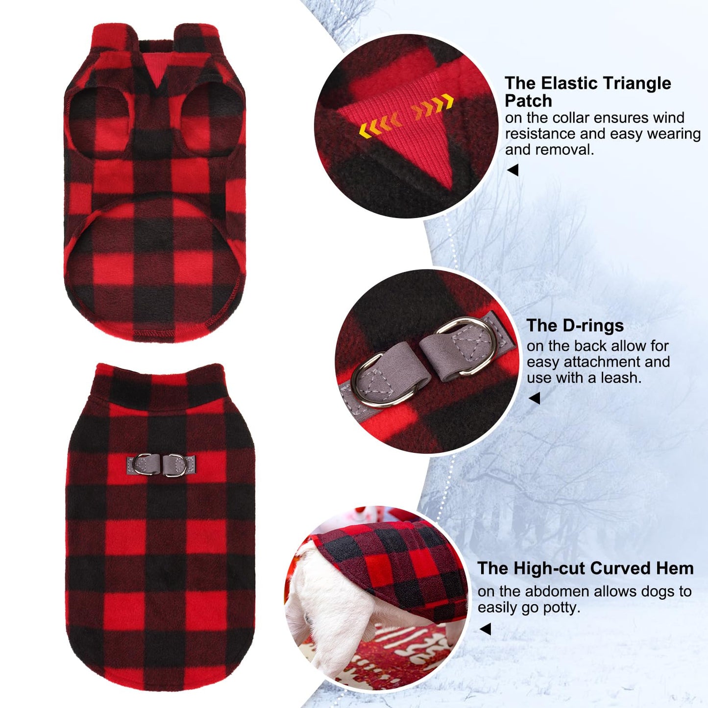 BEAUTYZOO Dog Fleece Vest Sweater Winter Jacket for Small and Medium Large Dogs with D-Ring Leash Cold Weather Coat Hoodie for XS S M Dogs Boy or Girls