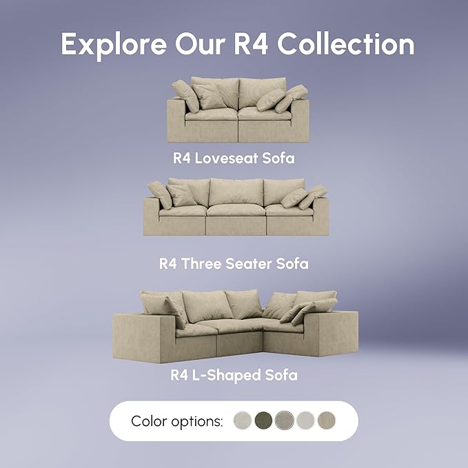 ROVE LAB R4 Sofa Sectional – Cloud-Soft SmartFoam® Comfort – Fully Modular, No-Tool Setup – 100% Foam Structure – Hypoallergenic, Spill-Resistant, Pet Friendly (Performance Weave, Silicon Sand)