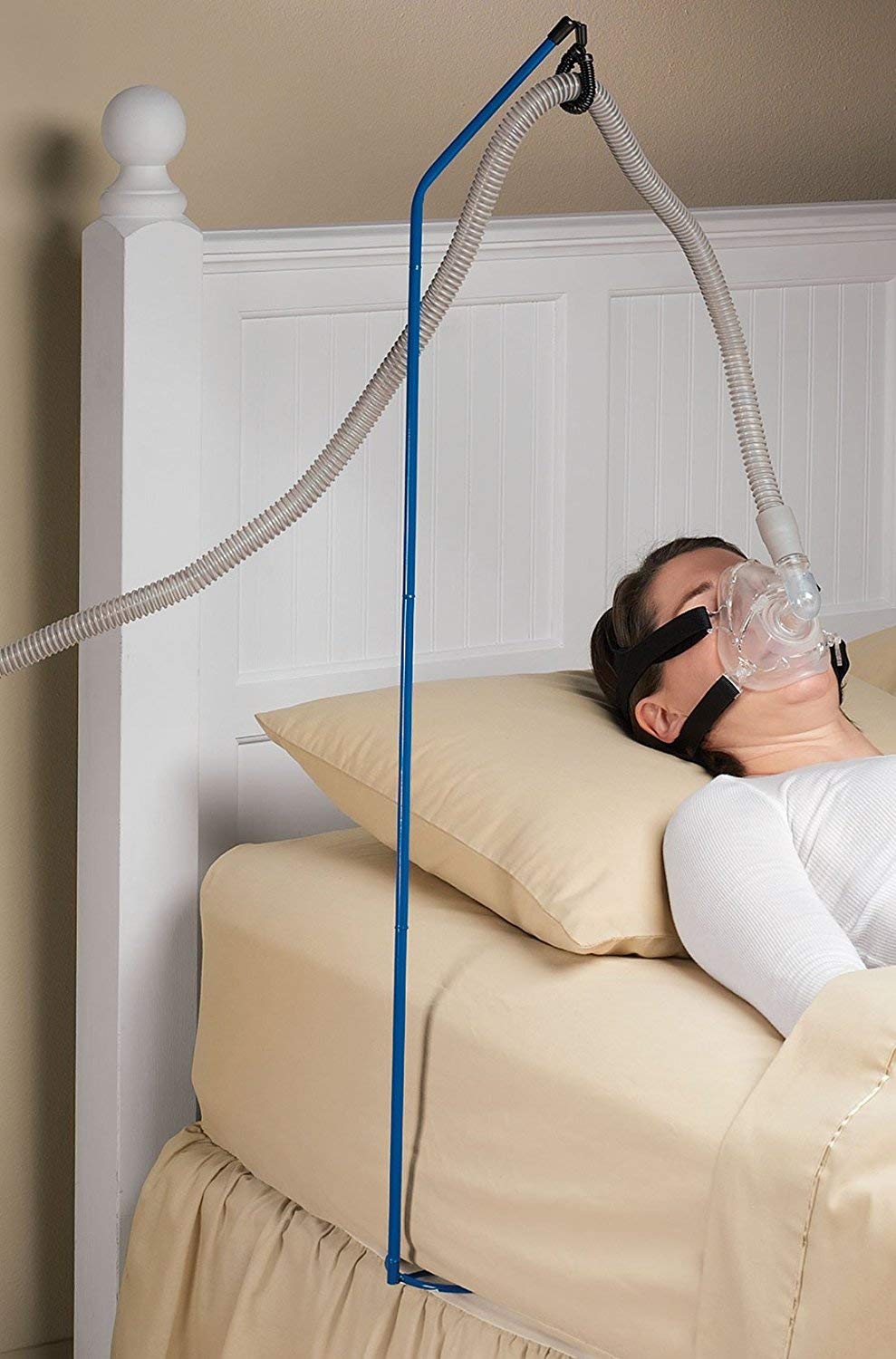 BodyHealt CPAP Hose Holder for Bed - Tangle Free CPAP Hose Hanger for CPAP Machine. Portable Travel CPAP Tube Holder with Bag & Adjustable Swivel Arm to Prevent Blockage Bedside CPAP Hook for Sleeping