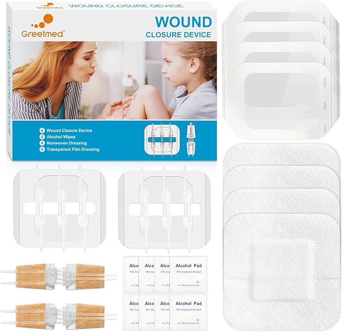 Emergency Wound Closure Strips 16Pcs Zipstitch Laceration Closure Kit, 2 Types Easy to Use Stitchless Butterfly Bandages f...