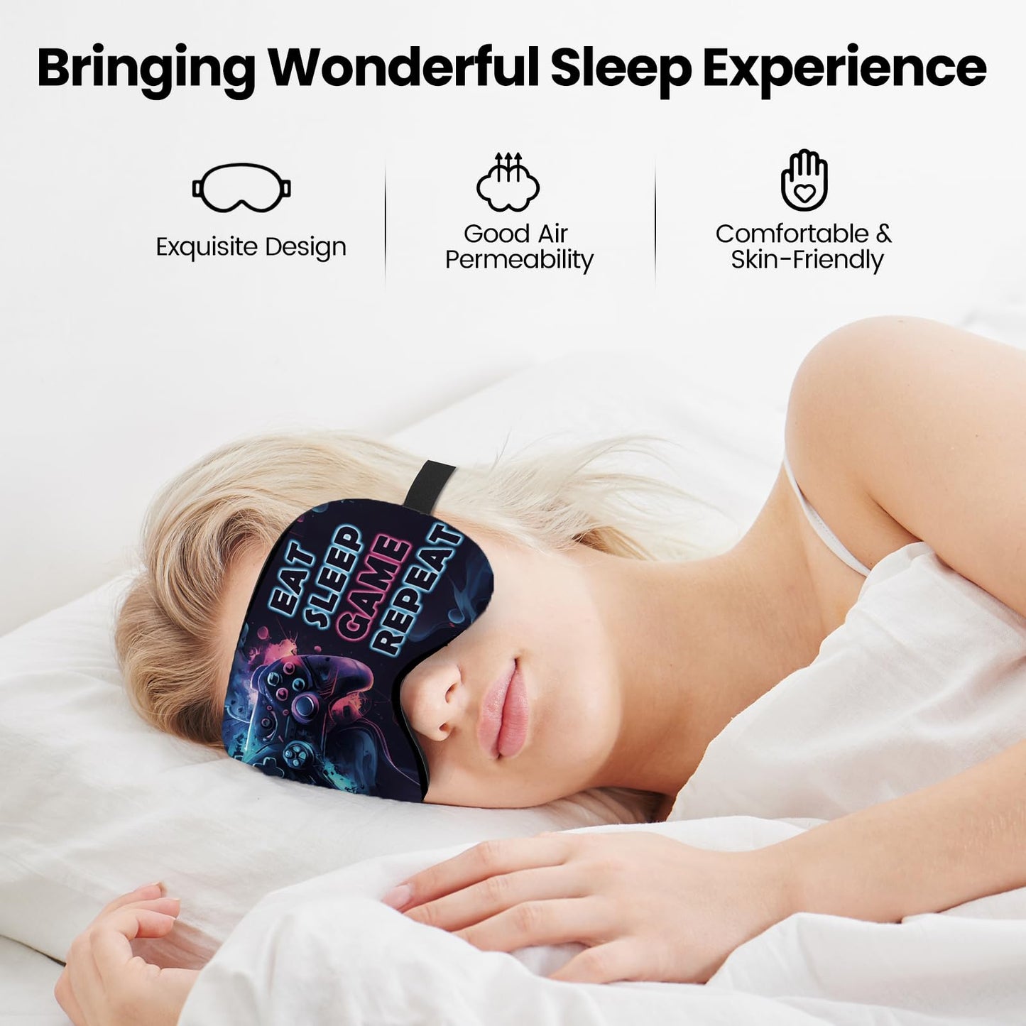 2 Pcs Boys Sleep Eye Mask, Guys Blackout Sleeping Silk Mask for Kids Adult Children's Travel Eye Cover Blindfold for Game